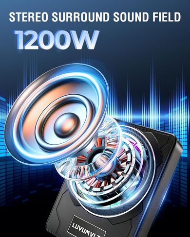 1200W 10" Skull Car Subwoofer with APP-Controlled RGB Beat-Sync Lights, Slim Under Seat Powered Built-in Amplifier, Low Pass Filter/Gain/Bass Boost, Deep Bass for Car/Truck/SUV/Jeep in Saudi Arabia