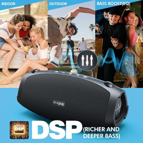 مكبر صوت بلوتوث W-KING، مكبرات صوت محمولة خارجية عالية الصوت بقدرة 120 وات IPX6 | Boombox Bluetooth اللاسلكي، مكبر صوت كبير للحفلات مقاوم للماء، مشعات ثلاثية سلبية بقدرة 70 وات - صوت جهير عميق/مضخم صوت*2، 42 ساعة، TF، EQ in Kuwait