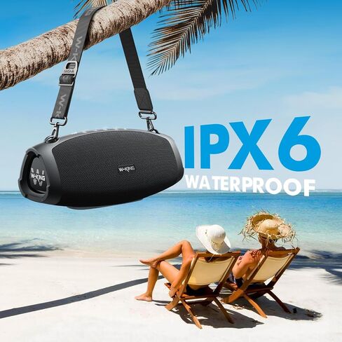 مكبر صوت بلوتوث W-KING، مكبرات صوت محمولة خارجية عالية الصوت بقدرة 120 وات IPX6 | Boombox Bluetooth اللاسلكي، مكبر صوت كبير للحفلات مقاوم للماء، مشعات ثلاثية سلبية بقدرة 70 وات - صوت جهير عميق/مضخم صوت*2، 42 ساعة، TF، EQ in Kuwait