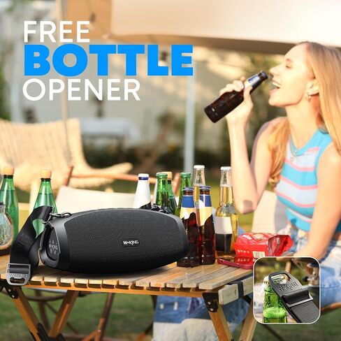 مكبر صوت بلوتوث W-KING، مكبرات صوت محمولة خارجية عالية الصوت بقدرة 120 وات IPX6 | Boombox Bluetooth اللاسلكي، مكبر صوت كبير للحفلات مقاوم للماء، مشعات ثلاثية سلبية بقدرة 70 وات - صوت جهير عميق/مضخم صوت*2، 42 ساعة، TF، EQ in Kuwait