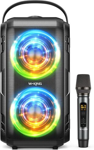 مكبر صوت بلوتوث W-KING Party Boom Box، مكبر صوت كبير بحد أقصى 180 وات | مكبر صوت لاسلكي خارجي محمول بأعلى صوت 105 ديسيبل، 4 برامج تشغيل مع مضخم صوت 2*4.04 بوصة، صوت جهير عميق ضخم 80 وات، IPX5/24H/EQ/USB/TF in Kuwait