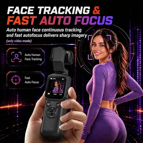 4K Vlogging Camera 330°Rotating Lens Digital Pocket Cameras for YouTube | Face Tracking Vlog Camera, Fast Autofocus 75MP Portable Video Camera with WiFi Webcam 1.72"Touch Screen for TikTok in Saudi Arabia