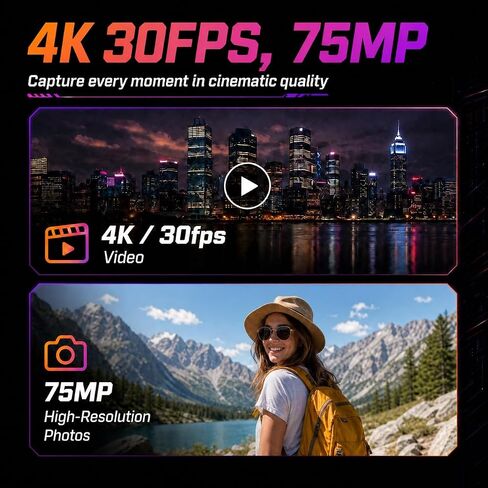 4K Vlogging Camera 330°Rotating Lens Digital Pocket Cameras for YouTube | Face Tracking Vlog Camera, Fast Autofocus 75MP Portable Video Camera with WiFi Webcam 1.72"Touch Screen for TikTok in Saudi Arabia