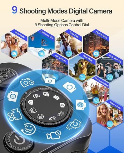 Maxmango D75 Digital Camera for Photography - 5K WiFi Vlogging Camera for YouTube 3" 180° Flip Screen 18X Digital Zoom Compact Travel Cameras with 16GB TF Card Black for Beginners in Saudi Arabia