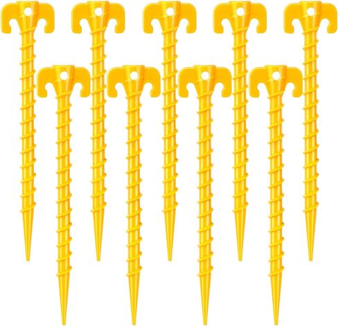 15 Pack Plastic Spiral Tent Stakes - 10 Inch Heavy Duty Screw-in Sand Anchors Pegs - Windproof Plastic Ground Anchor Stakes for Secure Tents, Inflatables, Canopies, Tarps, Garden Structures in Saudi Arabia