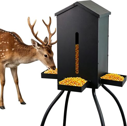 80LBS Deer Feeder, Heavy Duty Steel with 4 Feeding Tray, Waterproof & Anti-tip Automatic Feeder for Outdoor Hunting Game Feeding in Saudi Arabia