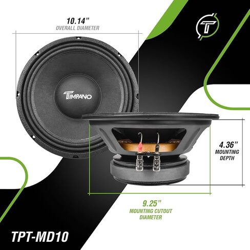Timpano TPT-MD10 10 Inch Midbass Speaker Pro Audio 800 Watts, 8 Ohm Mid-bass Loudspeaker for Professional and Car Audio System (Single) in Saudi Arabia