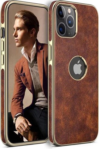 LOHASIC for iPhone 14 Pro Max Case, Vintage Leather Thin Slim Luxury PU Soft Flexible Bumper Non-Slip Grip Anti-Scratch Protective Cover Men Women Phone Cases for iPhone 14 Pro Max 6.7" 2022 - Brown in Saudi Arabia
