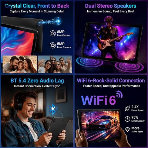 2026 Android 16 Tablet 11inch, 32GB +256GB +1TB Expand, 7800mAh Large Battery, Penta-Core CPU, Wi-Fi 6, HD IPS Touchscreen Display, Dual Camera, Black in Saudi Arabia