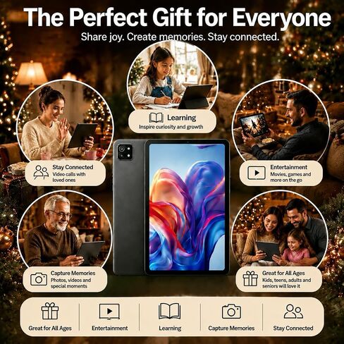 2026 Android 16 Tablet 11inch, 32GB +256GB +1TB Expand, 7800mAh Large Battery, Penta-Core CPU, Wi-Fi 6, HD IPS Touchscreen Display, Dual Camera, Black in Saudi Arabia
