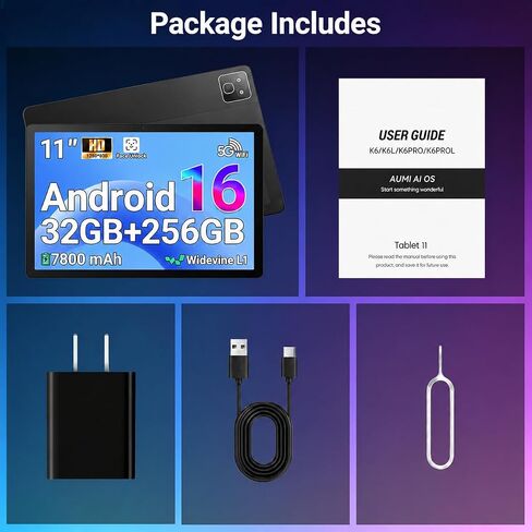 تابلت 2026 Android 16 مقاس 11 بوصة، 32 جيجابايت + 256 جيجابايت + 1 تيرابايت، بطارية كبيرة 7800 مللي أمبير في الساعة، وحدة المعالجة المركزية Penta-Core، Wi-Fi 6، شاشة لمس HD IPS، كاميرا مزدوجة، أسود in Kuwait
