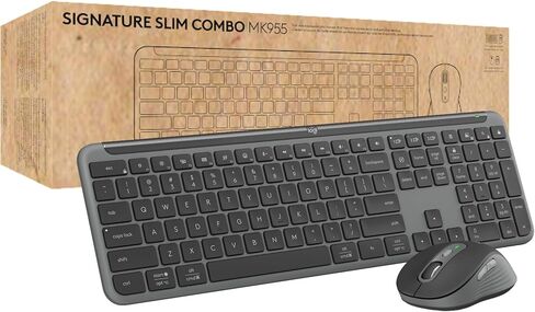 Logitech Signature Slim MK955 for Business Keyboard Mouse Combo | Signature, Quiet typing, Secure receiver, Bluetooth, Globally certified, Windows, Mac, Chrome, Linux, For business in Saudi Arabia