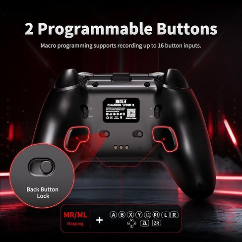 YUYIU Wireless Gaming Controller for PC, Switch, Steam Deck, Android, iOS | Hall Effect Joysticks, 1000Hz Polling Rate, RGB Lighting, Dual-Mode Triggers, Macro, Turbo, 6-Axis Gyro, Charging Dock, Black in Saudi Arabia