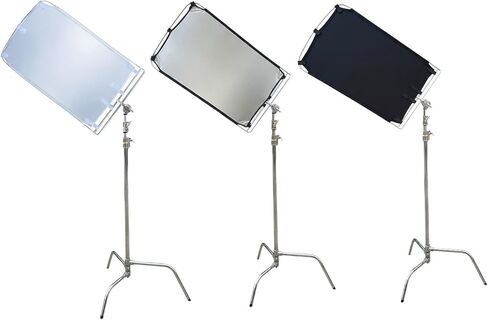 Glide Gear BFS 50 Compact Butterfly Scrim Kit 2' x 3.6' – White Diffusion + Double-Sided Black/Silver Reflector – Includes 2 Frames & 2 Scrims - Quick and Easy Setup in Saudi Arabia