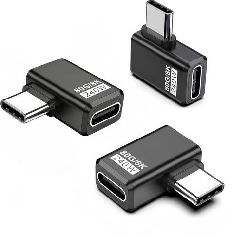 3 Pack Usb C 90 Degree Adapter [80Gbps Data Transfer,8K@240Hz Video, 240W Charging ].Usb C Right Angle Adapter Compatible with Steam Deck,Thunderbolt 5/4/3,Switch2/1 and Most usbc Device.(Black） in Saudi Arabia