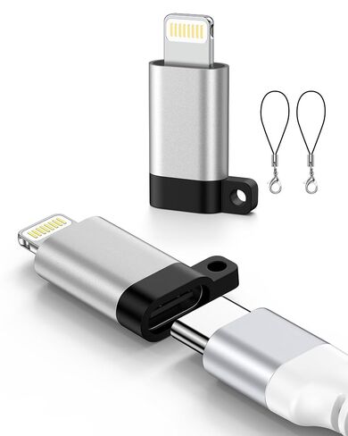 27W USB C to Lightning Adapter, 2Pack USBC Female to Lightning Male Adapter | Type-C to iPhone Cable Converter with Anti-Lost Loop Fast Charging Data Sync for iPhone/ iPad/ Airpods, Not for Audio/OTG in Saudi Arabia