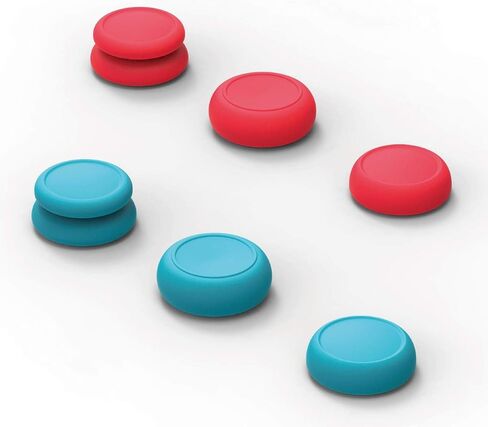 Skull & Co. Skin, CQC and FPS Thumb Grips Set Joystick Cap Analog Stick Cap for Nintendo Switch Joy-Con Controller - Neon Red+Blue, 3 Pairs(6pcs) in Saudi Arabia