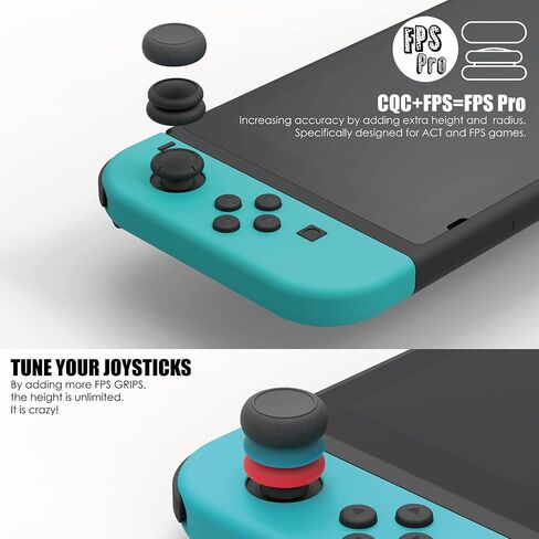 Skull & Co. Skin, CQC and FPS Thumb Grips Set Joystick Cap Analog Stick Cap for Nintendo Switch Joy-Con Controller - Neon Red+Blue, 3 Pairs(6pcs) in Saudi Arabia