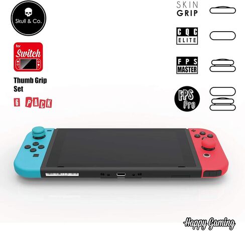 Skull & Co. Skin, CQC and FPS Thumb Grips Set Joystick Cap Analog Stick Cap for Nintendo Switch Joy-Con Controller - Neon Red+Blue, 3 Pairs(6pcs) in Saudi Arabia