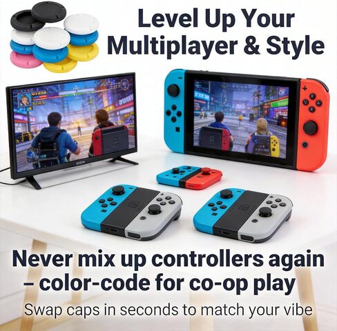 10 Pack Anti-Slip Silicone Thumb Grips for Nintendo Switch Joy-Con | Fits Switch Lite & OLED Models, 5 Colors Soft Ergonomic Stick Covers, Easy Install, Comfortable Touch, Better Gaming Accuracy in Saudi Arabia