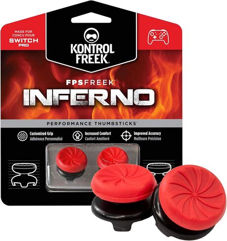KontrolFreek FPS Freek Inferno لجهاز تحكم نينتندو سويتش برو | عصا التحكم للأداء | 2 مقعرة شاهقة | أحمر in Kuwait