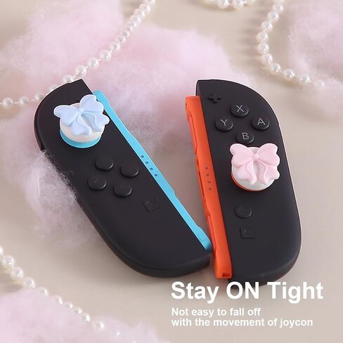 Thumb Grip for Nintendo Switch 2,Analog Joystick Button Covers for NS Switch 2 Joycon Controller, Pastel Pink Blue Coquette Bow Soft Silicone Gaming Accessories in Saudi Arabia