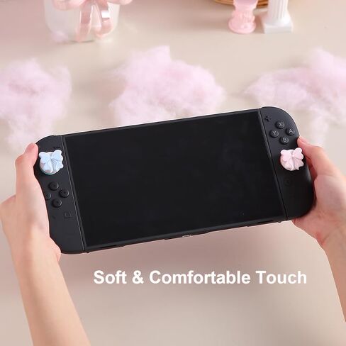 Thumb Grip for Nintendo Switch 2,Analog Joystick Button Covers for NS Switch 2 Joycon Controller, Pastel Pink Blue Coquette Bow Soft Silicone Gaming Accessories in Saudi Arabia