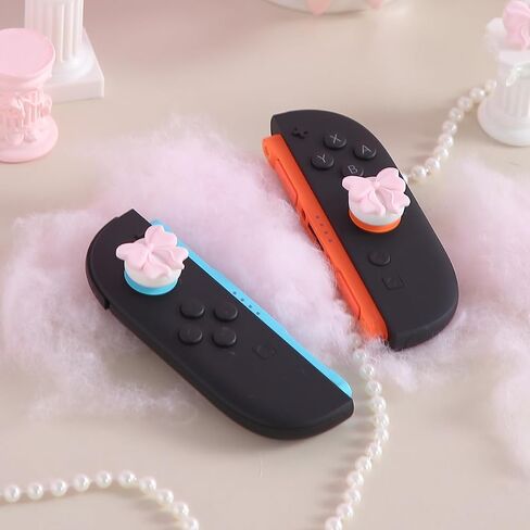 Thumb Grip for Nintendo Switch 2,Analog Joystick Button Covers for NS Switch 2 Joycon Controller, Pastel Pink Blue Coquette Bow Soft Silicone Gaming Accessories in Saudi Arabia