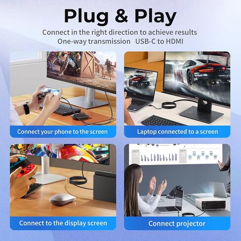 Guermok 4K60 Capture Card with 1080P240 Recording, USB-C/A & 3.5mm Audio, Plus 67in USB-C to HDMI Projection Cable 8K60 4K144 with PD100W for Switch 2/1, Pad, Monitor,PC,TVs in Saudi Arabia