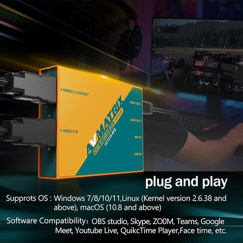 Avmatrix SDI/HDMI to USB3.0 Video External Capture Card for Streaming, Uncompressed (YUY2) 1080P60 Play and Pluy for Church Live Streaming Tele-Conference Tele-Education (UC1218-4KS) in Saudi Arabia