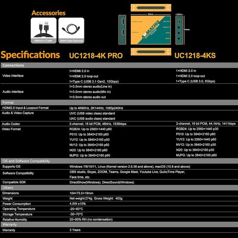 Avmatrix SDI/HDMI to USB3.0 Video External Capture Card for Streaming, Uncompressed (YUY2) 1080P60 Play and Pluy for Church Live Streaming Tele-Conference Tele-Education (UC1218-4KS) in Saudi Arabia