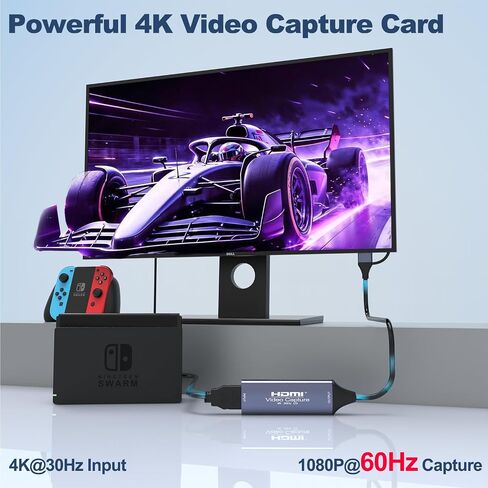 HDMI Video Capture Card, 4K Input, 1080p60, USB-C and USB-A | Compact USB 3.0 adapter for cameras, consoles and set-top boxes; UVC/UAC compliant and bus powered. in Saudi Arabia