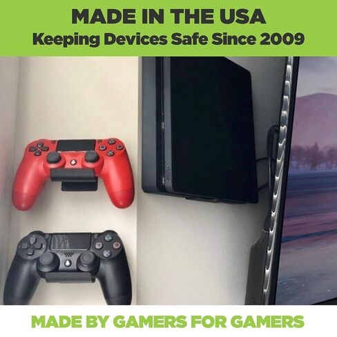 HIDEit Mounts 4S Bundle, Wall Mounts for PS4 Slim and Controllers, Steel Wall Mount for PlayStation 4 Slim and 2 Controller Mounts to Safely Store Your PS4 Slim and PlayStation Controller in Saudi Arabia