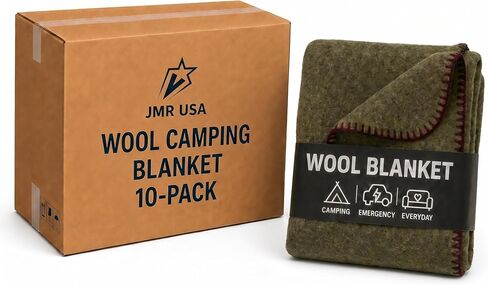 JMR Wool Camping Blanket, Fire Retardant Military Throw, Grey (62x84) | 70% Wool, Fire Retardant, Machine Washable, Military Style, Warm & Thick, Camping & Emergency Use, Grey (62x84) in Saudi Arabia