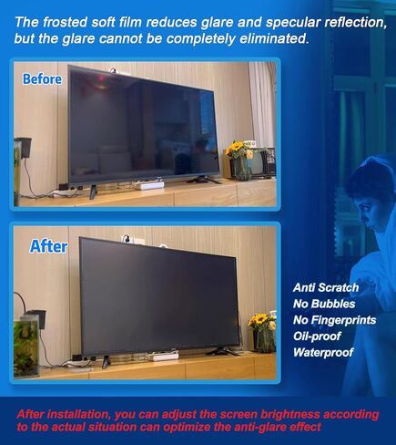 50 Inch Anti-Glare TV Screen Protector with Blue Light Filter, Matte Finish for Reducing Glare, Controlling Reflections, and Enhancing TV Viewing Comfort in Saudi Arabia