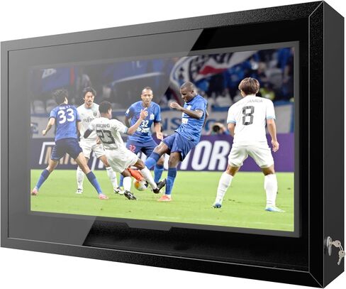 Yardenaler 43IN Clear Outdoor TV Enclosure, Iron Weatherproof Outdoor TV Cover, Suitable for 32-43 Inch with Adjustable Dual-Arm Wall Mount, (Right Door), Black in Saudi Arabia
