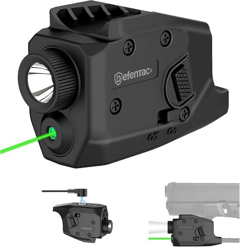 DEFENTAC 350 Lumens Pistol Light Green Laser Combo with Strobe/Momentary | Solely Compatible with Glock G26/G27/G28/G33/G39, NOT Fit for Other Models in Saudi Arabia