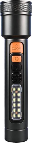 VAVOFO Rechargeable LED Flashlight with Side Work Light, 4 Modes Zoomable Flashlight, 4000mAh USB-C Charging Waterproof Handheld Flashlight for Camping, Hiking, Emergency, Home Use, Gray & Orange in Saudi Arabia