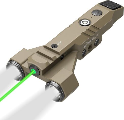 DARKFANG 1450 Lumen Tactical Flashlight with Green Laser Combo | Low Profile Design Rechargeable Weapon Light for Picatinny Rail in Saudi Arabia