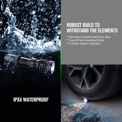 OLIGHT Warrior X 4 Rechargeable Tactical Flashlight Bright Light Black | 2600 High Lumens, 630 Meters Long Range Thrower, Powerful Tail Switch Light, USB C Charging, Dual Output for Daily in Kuwait