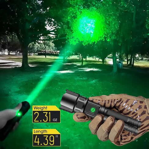 VASTFIRE USB-C Rechargeable Green Flashlight Zoomable 1000 Yard Pressure Switch Scope Rail Mount Hogs Predators Night Hunting (30) in Saudi Arabia
