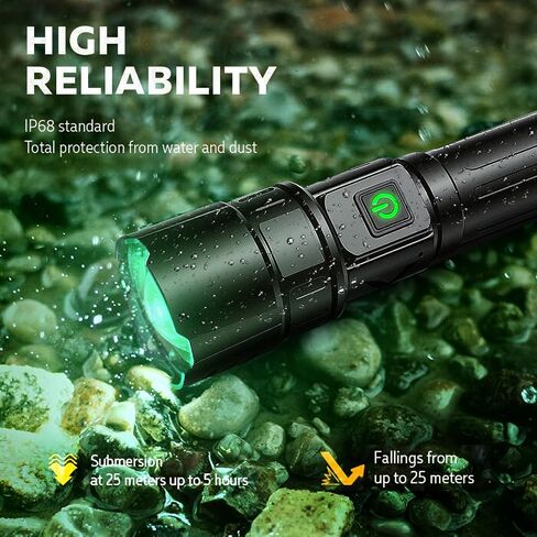 VASTFIRE USB-C Rechargeable Green Flashlight Zoomable 1000 Yard Pressure Switch Scope Rail Mount Hogs Predators Night Hunting (30) in Saudi Arabia