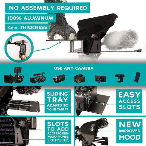 iLight PRO 12" Autocue teleprompter iPad Tablet - Kit teleprompter for Video with Remote Control, APP & Carry Bag, Beam Splitter Prompter DSLR, iPhone, APP for Apple Android Mac Win in Saudi Arabia