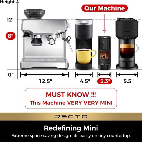 CHULUX RectoCafé Espresso Coffee Machine for Nespresso Original Capsule Pod | Extra Mini Design, 20 Bar Professional Italian Pump, Food-Grade Materials, Quiet with Low-Vibration Brewing for Home & Office in Saudi Arabia