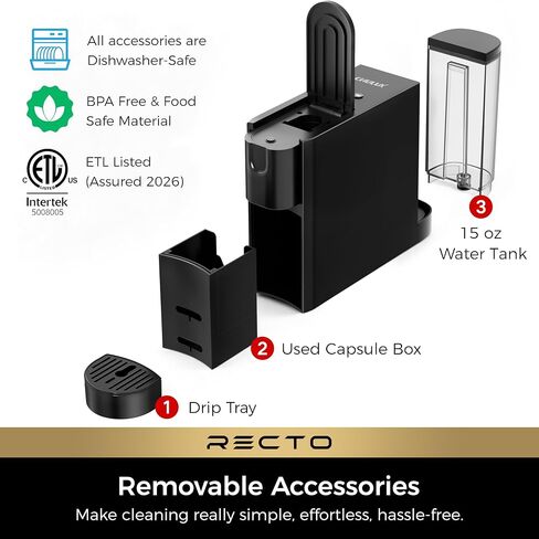 CHULUX RectoCafé Espresso Coffee Machine for Nespresso Original Capsule Pod | Extra Mini Design, 20 Bar Professional Italian Pump, Food-Grade Materials, Quiet with Low-Vibration Brewing for Home & Office in Saudi Arabia