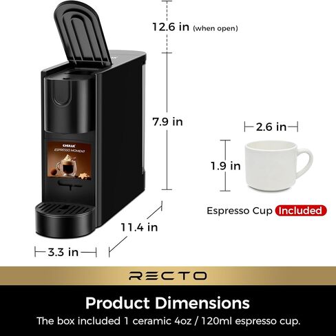 CHULUX RectoCafé Espresso Coffee Machine for Nespresso Original Capsule Pod | Extra Mini Design, 20 Bar Professional Italian Pump, Food-Grade Materials, Quiet with Low-Vibration Brewing for Home & Office in Saudi Arabia