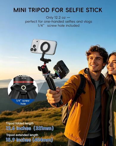 COMAN MT50 Magnetic Flexible Tripod Stand for iPhone, Camera & GoPro, Vlog | Bendable Octopus Legs, Magnetic Ring for Non-Magsafe Phones, 1/4" Screw Ball Head for Camera Action Cam, GoPro Mount Included in Saudi Arabia
