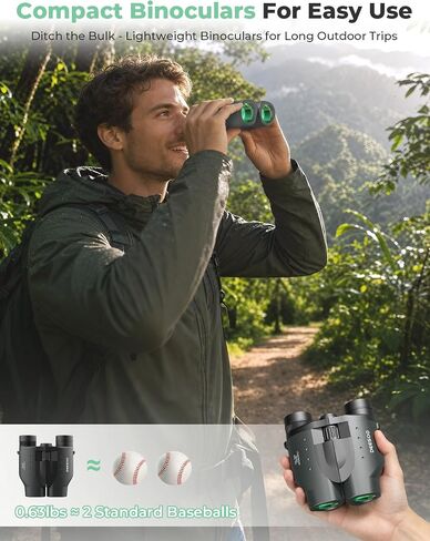 25x32 Compact Binoculars for Adults Kids, High Power BAK4 FMC Lightweight | Lightweight Pocket Size for Travel, Eyeglass Friendly, Small Binoculars for Cruise Ship, Clear Vision for Bird Watching in Saudi Arabia