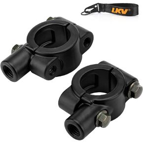 LKV Motorcycle Universal 10mm 7/8" Handlebar Mirror Mount Holder Clamp Adaptor Thread Black for Motorbikes Street Bike ATV Snowmobile Scooter Moped
