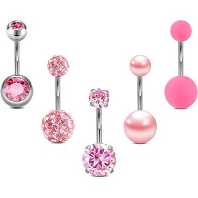 MODRSA Belly Button Ring Belly Rings Surgical Steel Belly Button Ring Hypoallergenic Clicker Belly Button Ring Navel Rings for Women